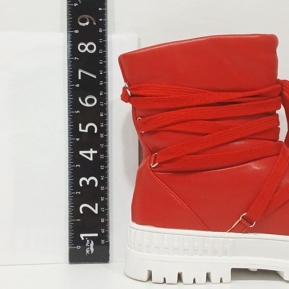 Liliana Richie-1 Cherry Red Chunky Lug Platform High Top Sneaker Boot Sz 8 - Picture 12 of 16